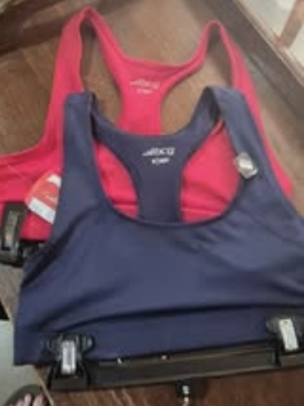 BCG Women's Mid Impact Racerback Sports Bra Set Navy Blue And Red Size Small